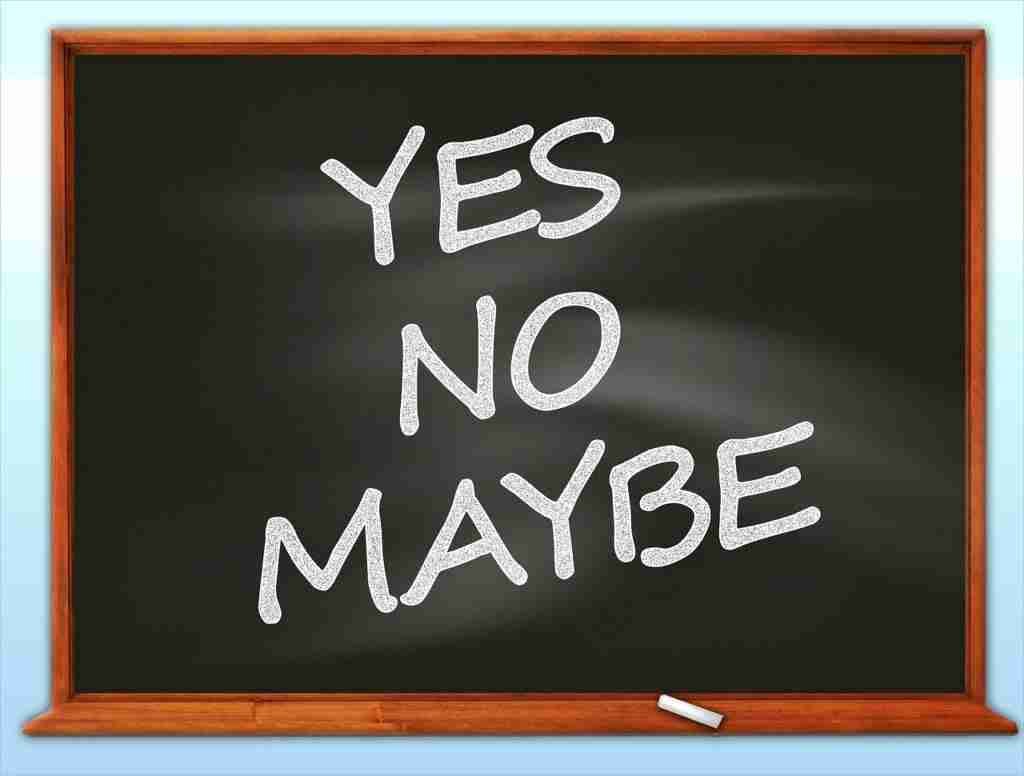 yes contract phones blackboard with yes no maybe in chalk