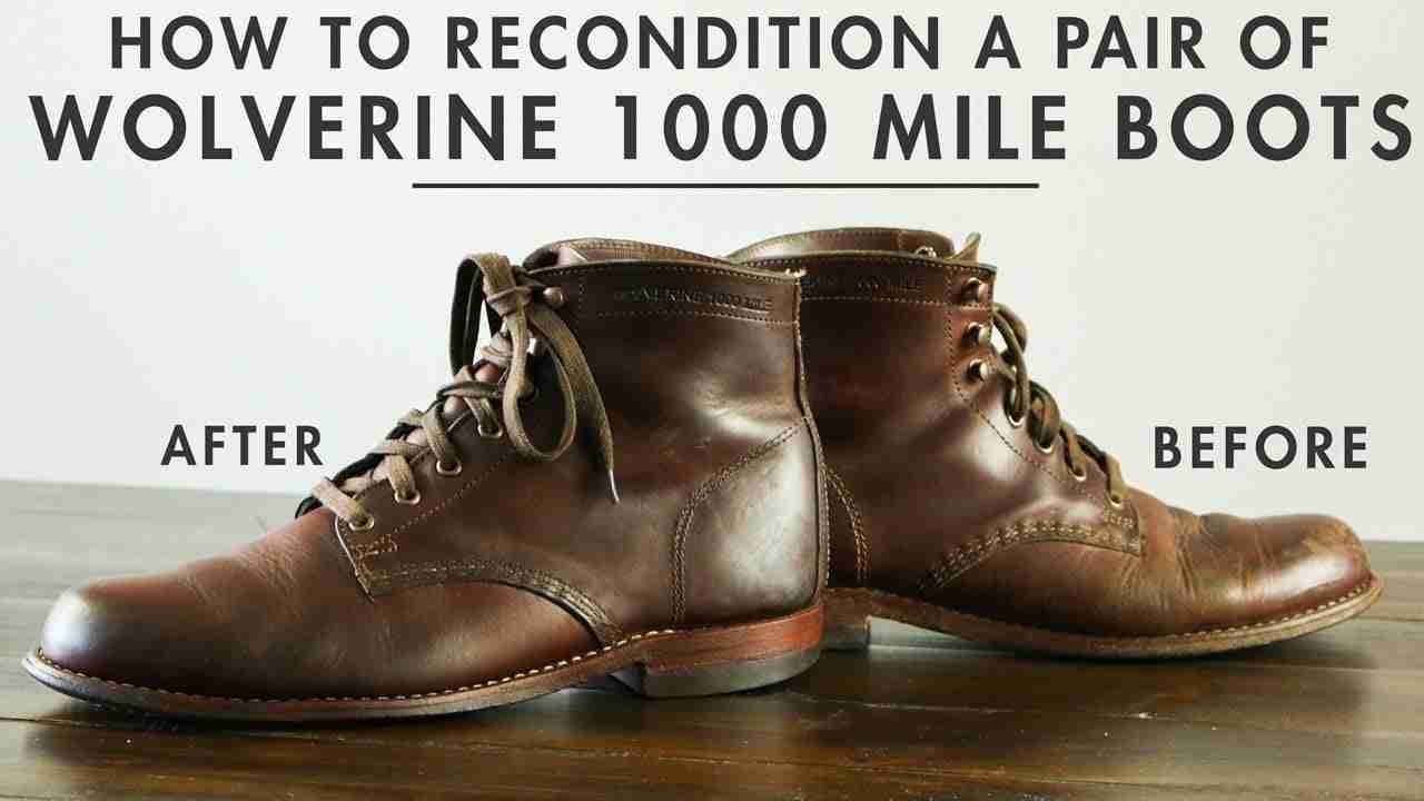 Before and after: transforming well-worn wolverine 1000 mile boots with a thorough reconditioning process.